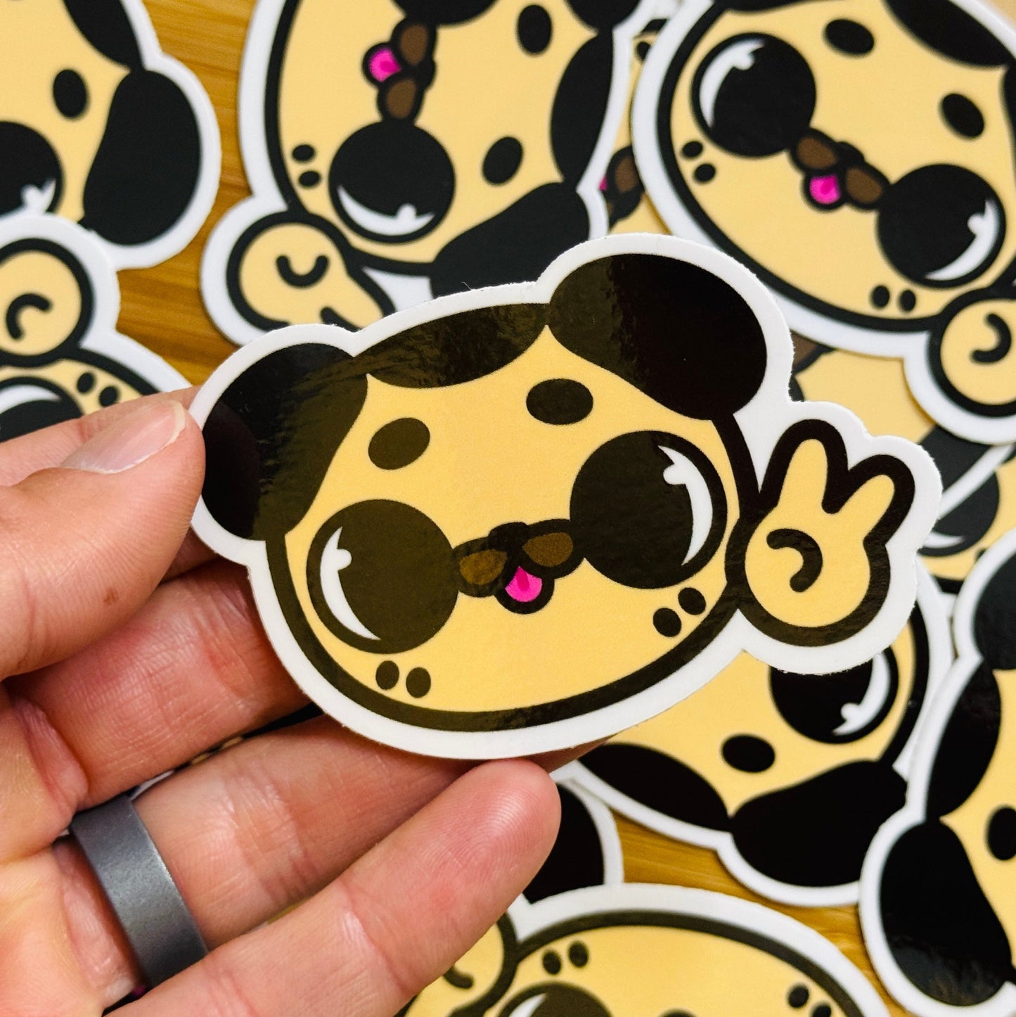 Pug Peace Sign Gus Sticker