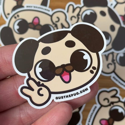 Pug Peace Sign Gus Sticker